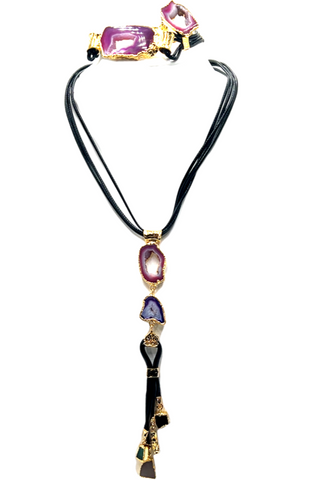 Agate Gemstone Necklace & Bracelet Set - Born To Glam