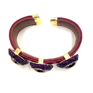 Triple Gemstone & Crystal Leather Cuff Bracelet - Born To Glam