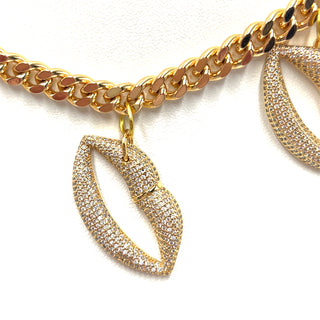 Golden Lips Charm Necklace - Born To Glam