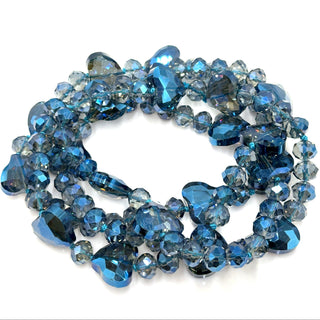 Crystal Hearts Long Necklace - Born To Glam