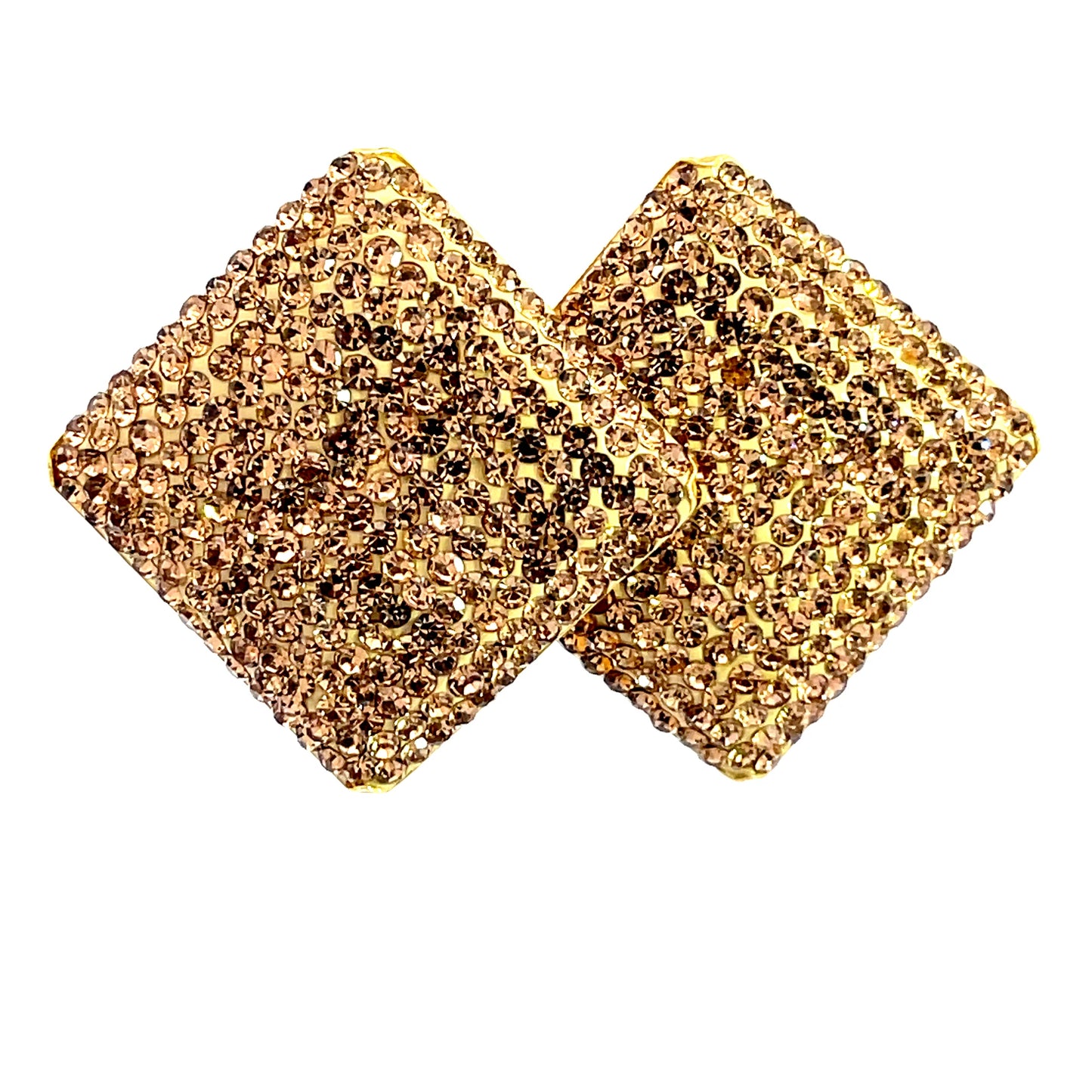 Gold Square Gold Plated 925 Sterling Silver Crystal Stud Earring