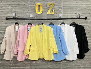 Style the Beige 3/4 Sleeve Blazer exclusively at Born To Glam