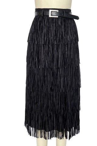 Fringe Layered Skirt - Born To Glam