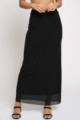 Black Mirror Mesh Maxi Skirt - Born To Glam