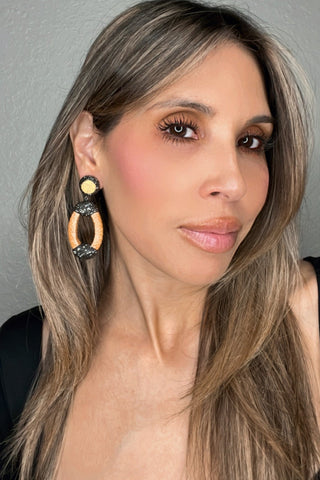 Yellow Shagreen Crystal Oval Earring - Born To Glam