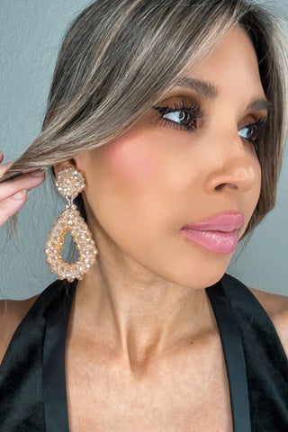 Champagne Crystal Teardrop Statement Clip On Earring - Born To Glam