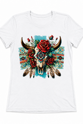 White Bull Rose Graphic Tee