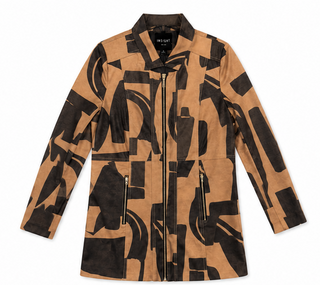 Abstract Print Zip Front Jacket