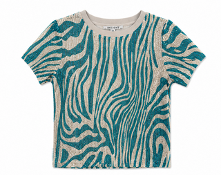 Teal Sequin Zebra Stripe Graphic Tee