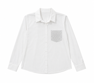 White Crystal Pocket Long Sleeve Top
