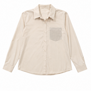 Ivory Crystal Pocket Long Sleeve Top
