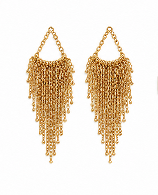 Gold Crystal Fringe Statement Earrings