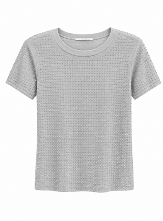 Silver Embellished Short Sleeve Top