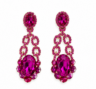 Fuchsia Statement Crystal Drop Earrings