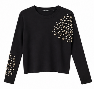 Black Pearl Embellished Long Sleeve Top