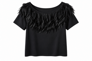 Black Feather Embellished Top