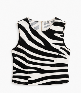 Black & White Zebra Print Sleeveless Crop Top