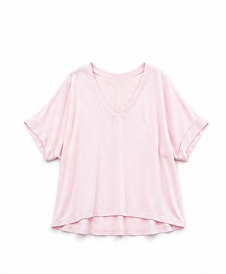 Light Pink V-Neck Oversized Tee