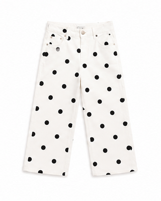 White & Black Polka Dot Cropped Straight Leg Jorts