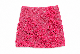 Pink 3D Floral Embellished Mini Skirt