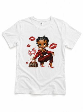 White Betty Boop Red Kisses Graphic Tee