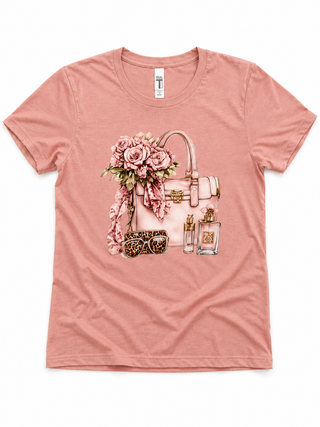 Pink Flower Bag Graphic Tee