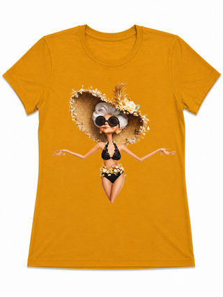 Yellow Swimsuit Glam Graphic Tee