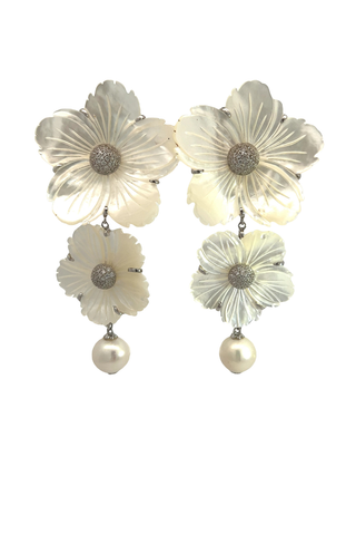 Pearl Flower Crystal Earring - Born To Glam