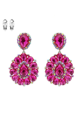 Teardrop Gemstone Cluster Clip-On Earrings - Born To Glam