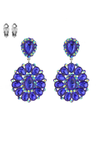 Teardrop Gemstone Cluster Clip-On Earrings - Born To Glam