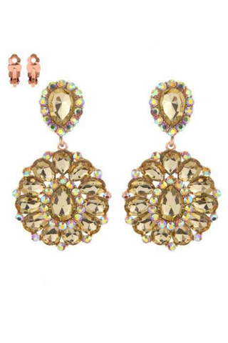 Teardrop Gemstone Cluster Clip-On Earrings - Born To Glam