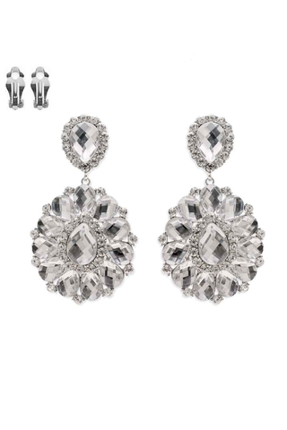 Teardrop Gemstone Cluster Clip-On Earrings - Born To Glam