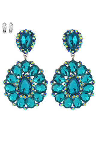 Teardrop Gemstone Cluster Clip-On Earrings - Born To Glam