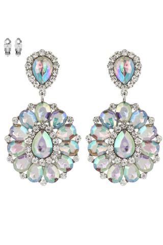 Teardrop Gemstone Cluster Clip-On Earrings - Born To Glam