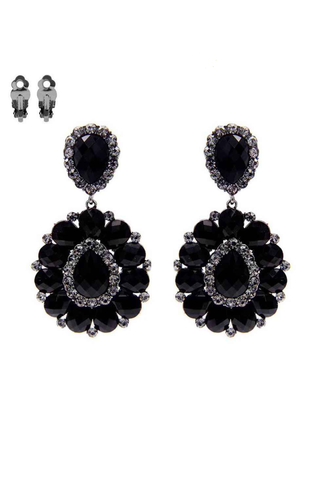 Teardrop Gemstone Cluster Clip-On Earrings - Born To Glam