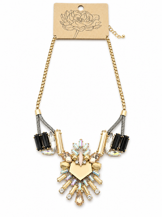 Gold Box Chain Geometric Charm Pendant Necklace