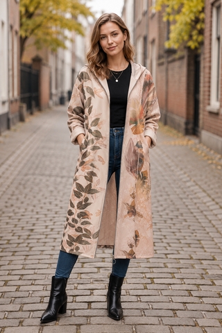 Italian Mixed Floral Print Longline One Size Jacket