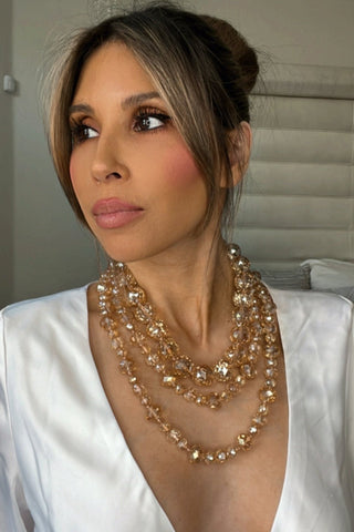 Crystal Rondelle Long Necklace - Born To Glam