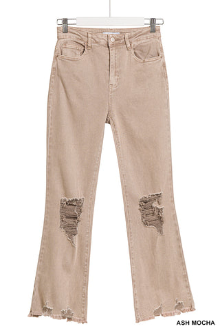 Zenana Acid Washed High Waist Distressed Straight Jeans - Born To Glam