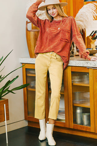 Zenana Acid Washed High Waist Cropped Straight Jeans - Born To Glam