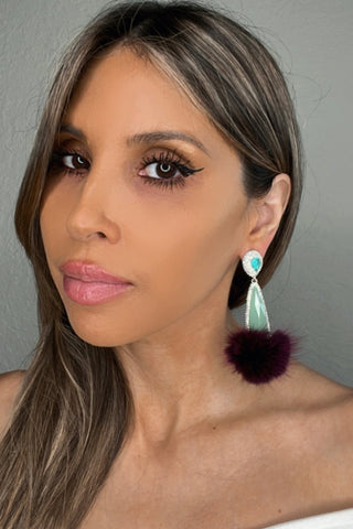 Mint Winterland Fur Multicolor Earrings - Born To Glam