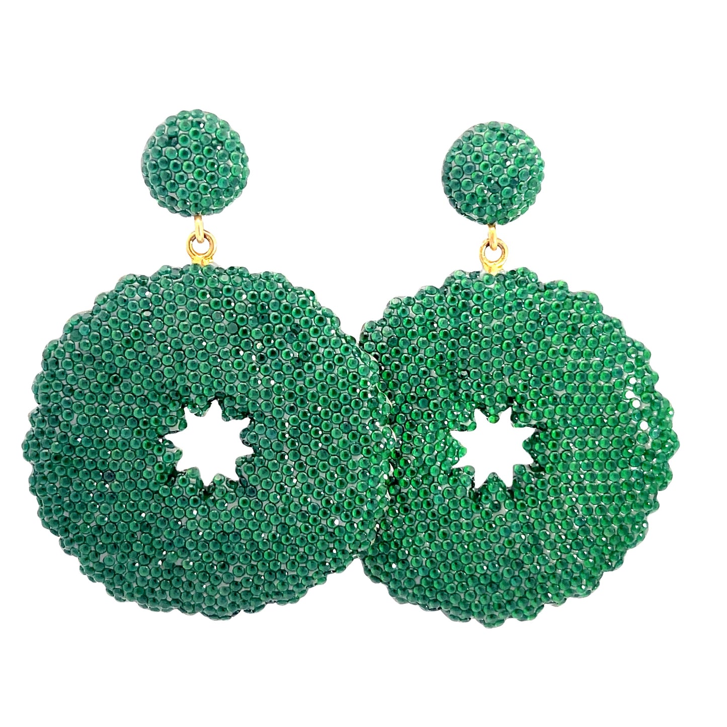 Green Crystal Sterling Silver Statement Star Earring - Born To Glam