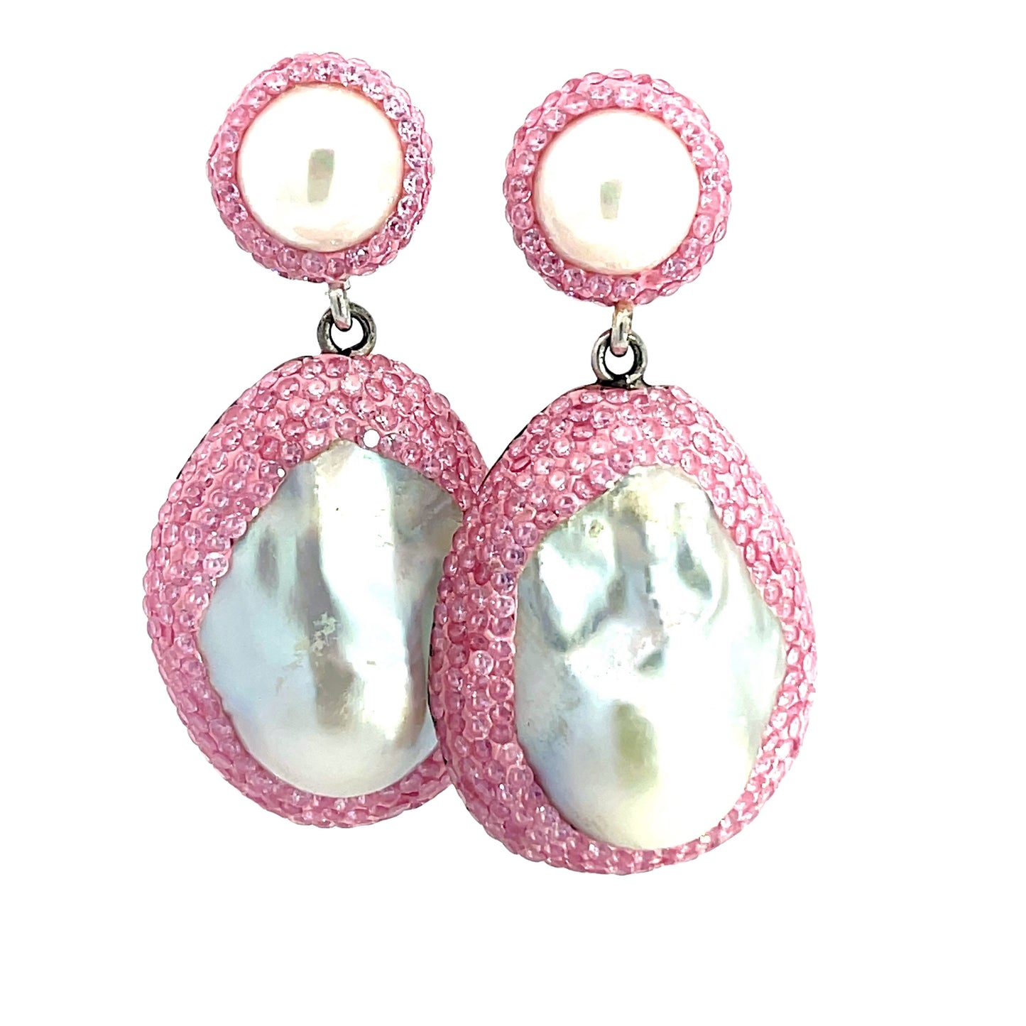 Light Pink Pearl Sterling Silver Dangle Earring