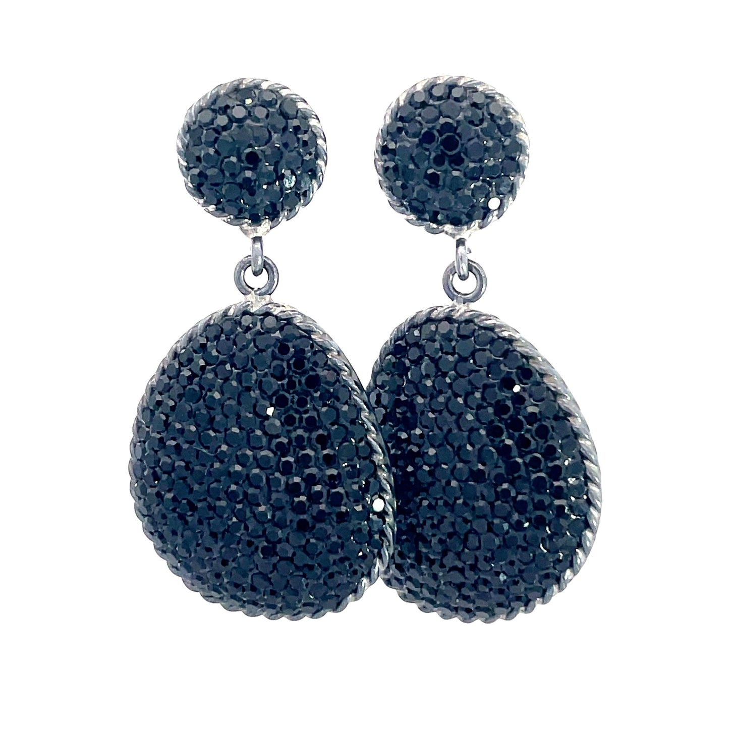 Black Crystal Sterling Silver Earring