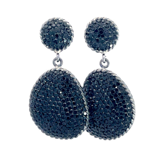 Black Crystal Sterling Silver Earring - Born To Glam