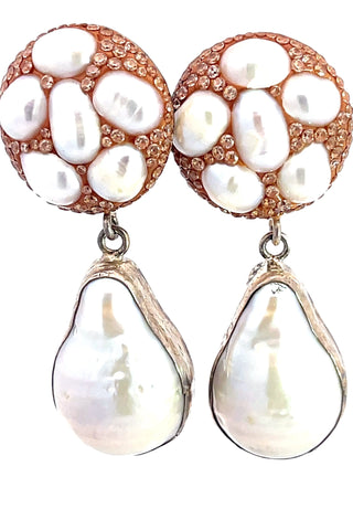 Gold Pearl Crystal Sterling Silver Earring - Born To Glam