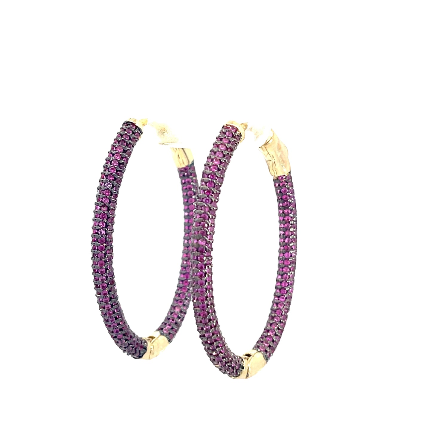 Pink Crystal Oval Brass Hoops - Born To Glam