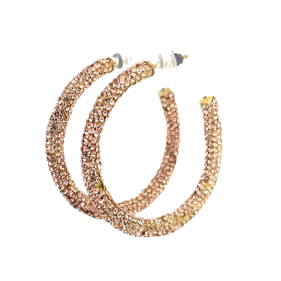 Rose Gold Crystal Sterling Silver Hoops