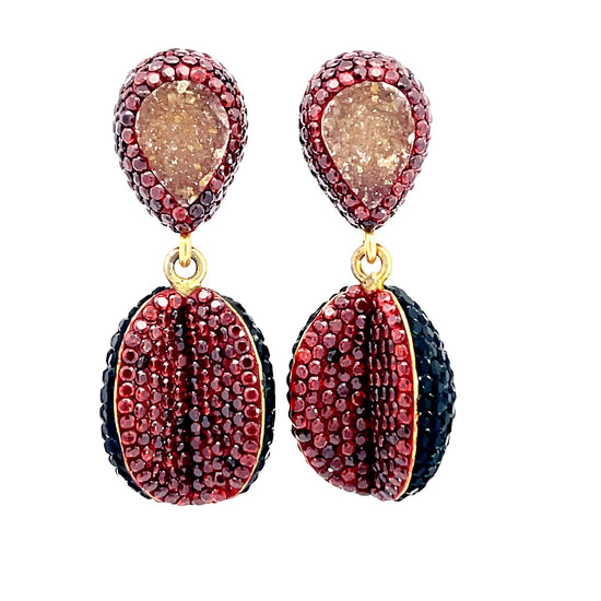 Red & Black Crystal Gemstone Earring