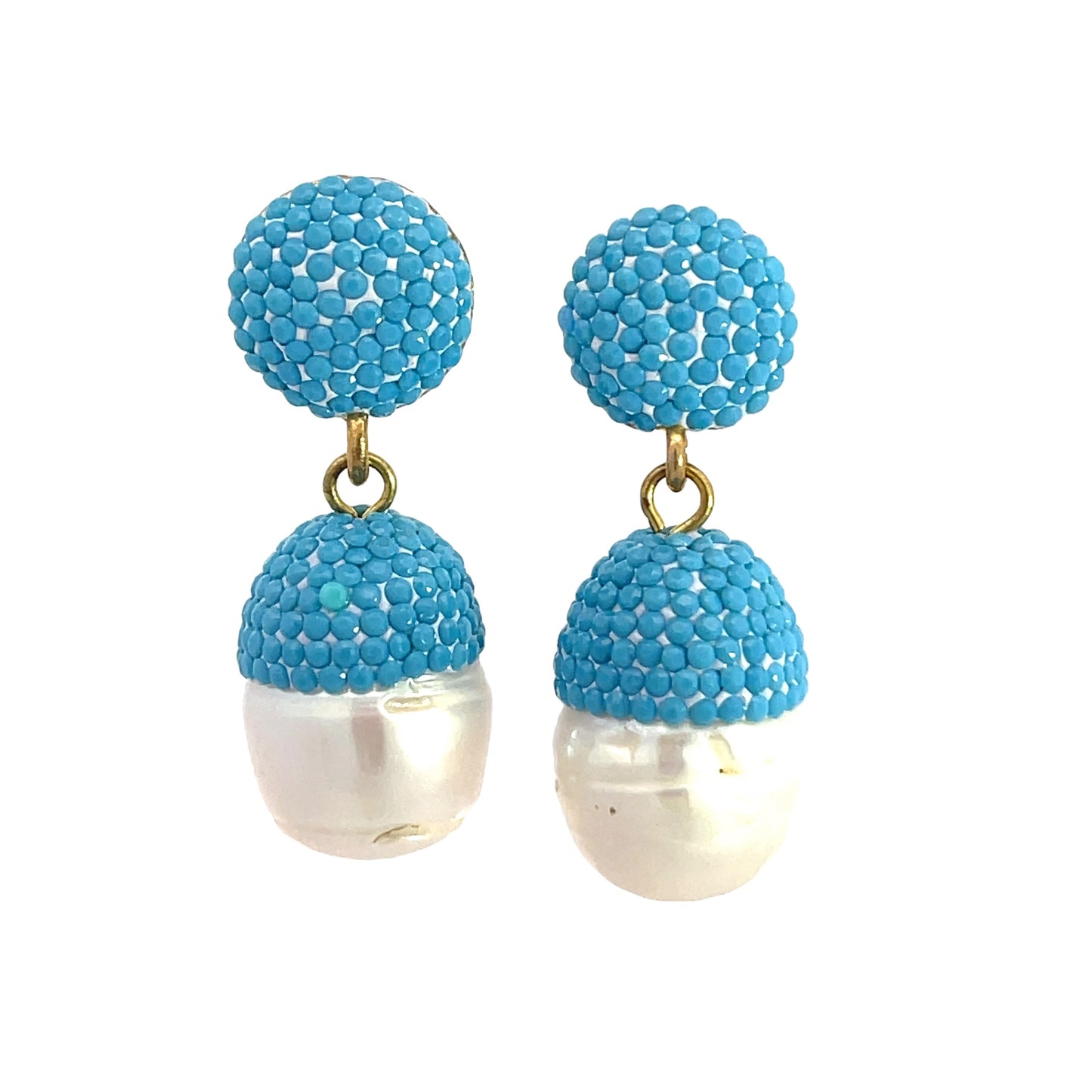 Turquoise & Pearl Dangle Earring - Born To Glam